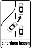 FAHRSTREIFENVERMINDERUNG Dieses Zeichen zeigt eine Fahrstreifenverminderung im Sinne des 11 Abs. 5 an; es ist der Art der Verminderung entsprechend auszuführen. 24.