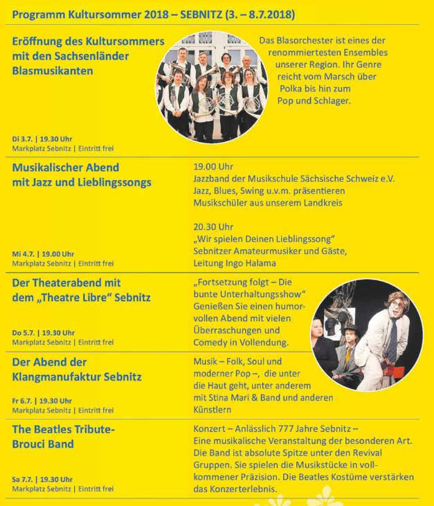 Sebnitz - 12 - Nr. 25/2018 Veranstaltungs-Tipps Sommersonnenwende Sonnabend, 23.06.