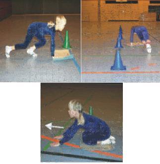 Schiebe-Parcours Lern- und Ausbildungsziele Koordinative Fähigkeiten: Räumliche Orientierungs-, Reaktions- und Differenzierungsfähigkeit Konditionelle Fähigkeiten: Bewegungsschnelligkeit, Stützkraft