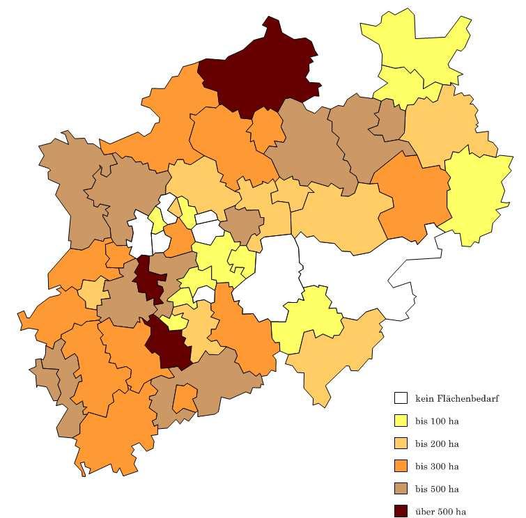 Regionale Verteilung des Bedarfs an Wohnbauflächen (Gesamtbedarf rd. 11.