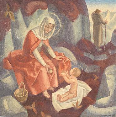 Wanner, August, Flucht nach Ägypten, 1928, Fresko, 79 x 79 cm (Bildmass), Kunstmuseum St.