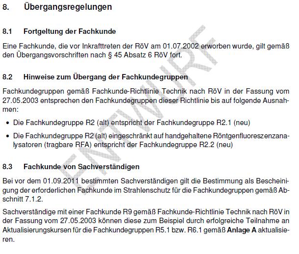 Entwurf der FK-RL Technik RöV, Übergangsregelungen 33