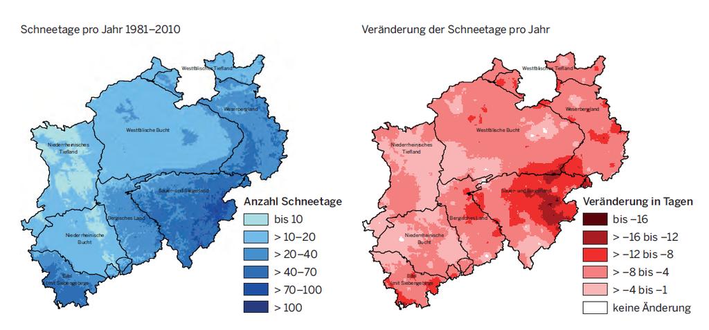 Klimawandel in NRW Kenntage Niederschlag Schneetage Die Anzahl der Schneetage am Kahlen