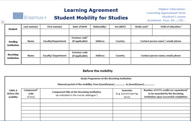 Learning Agreement (LAS) Automatisch aus