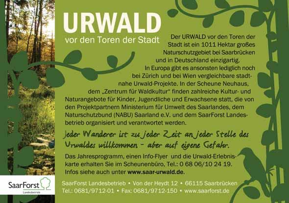 Veranstaltungen im Oktober bis Dezember Urwald vor den Toren der Stadt Weitere Informationen finden Sie unter www.saar-urwald.de Oktober So. 18.10.