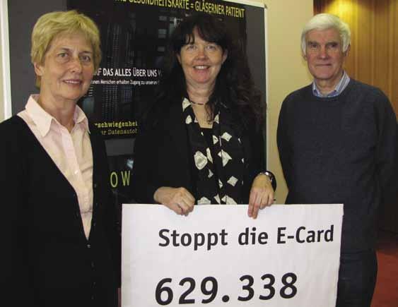 Gesundheit à la card Das Bündnis Stoppt die E-Card D ie IPPNW ist seit 2008 Mitglied des Bündnisses Stoppt die E-Card. Den Aufruf gegen die elektronische Gesundheitskarte haben bereits knapp 730.
