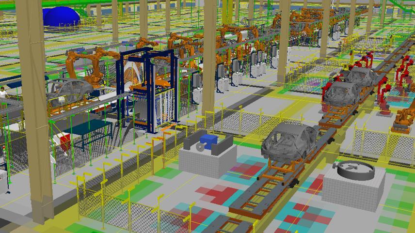 Inbetriebnahme Kollisionserkennung Roboter Programmierung Tecnomatix Plant Simulation Prozess Planung