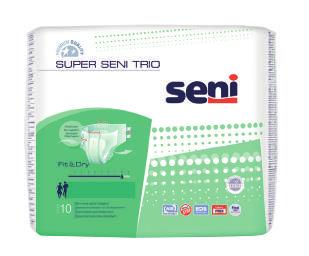 Slips & Windeln für starke und sehr starke Inkontinenz Super Seni Super Seni ist eine atmungsaktive Windel für Erwachsene, die zuverlässigen Schutz für bettlägerige Personen bietet.