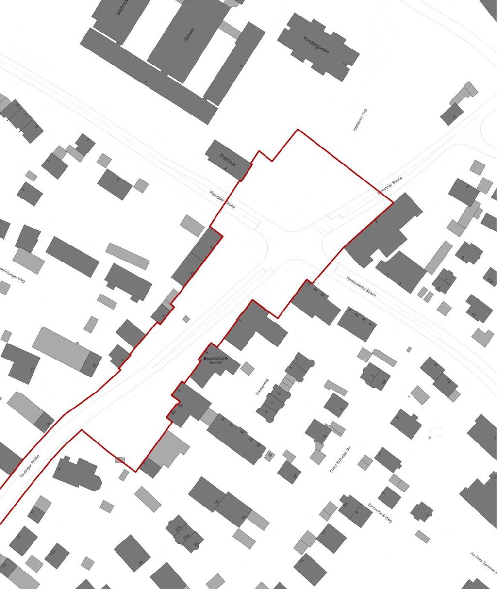 Themen zur Gestaltung der Ortsmitte Aufenthaltsqualität / Platzgestaltung Verbindung zwischen dem Bereich an der Gautinger Straße und dem