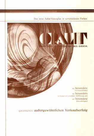 2009-2-03/001 MB Walther ORALIT 1932, Einband Titelblatt: Das neue Achat-Kunstglas in verschiedenen Farben ORALIT Name und Ausführung ges. gesch.