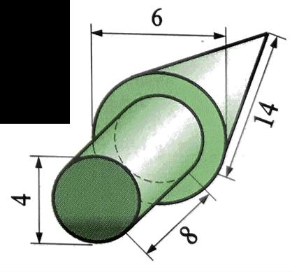 Aufnahmeprüfung FMS - WMS - IMS 2017 4 3. Berechnungen an geometrischen Körpern 4 P Die Figur zeigt einen Zylinder mit einem aufgesetzten Kegel.