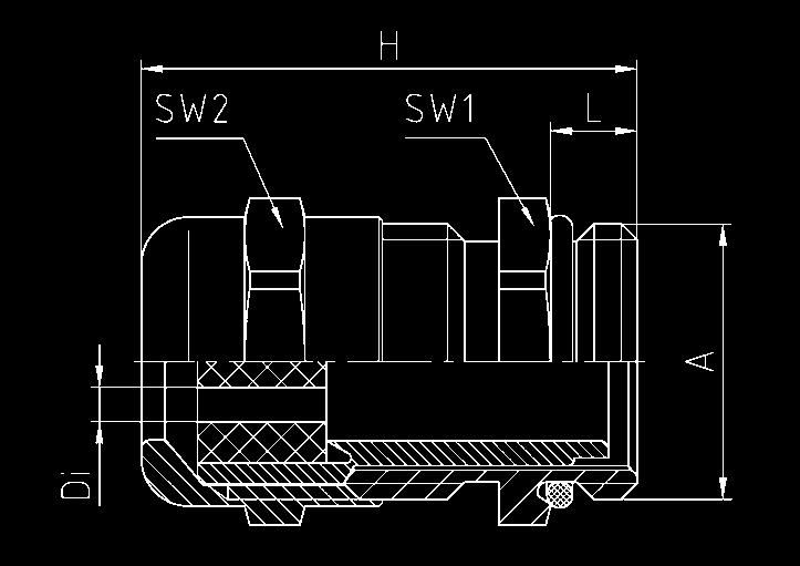 PERFECT Kabelverschraubung / PERFECT cable gland Hutmutter Messing CuZn39Pb3, galv. vernickelt Lamelleneinsatz Polyamid PA6 V-2 Dichteinsatz Evoprene TPE Zwischenstutzen Messing CuZn39Pb3, galv.