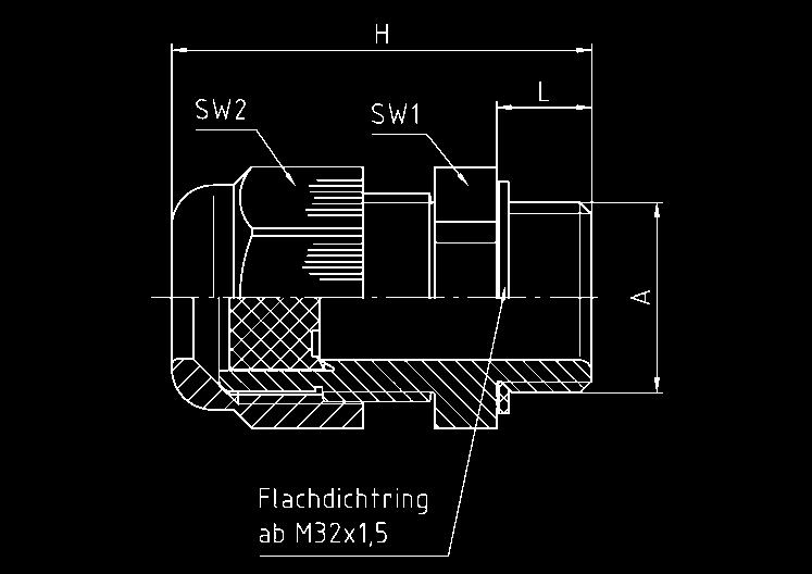 PERFECT Kabelverschraubung / PERFECT cable gland Hutmutter Polyamid PA6 V-2 Dichteinsatz Evoprene TPE Zwischenstutzen Polyamid PA6 V-2 Anschlussgewinde metrisch, nach EN 60423 Dichteinsatz ohne