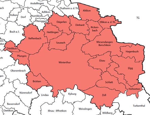 Die RVK Stadt Winterthur und Umgebung eine von 12 RVKs im Kanton vom Verkehrsrat auf Antrag gebildet