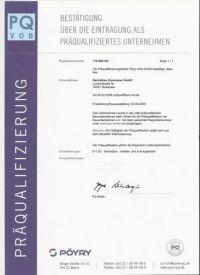 Präqualifikation Bestätigung über die Eintragung als präqualifiziertes Unternehmen Teilnahme an Verbraucherschlichtungsverfahren Die Gerüstbau Kammerer GmbH beteiligt sich nicht an