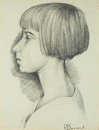 Barraud, François Emile (Schweiz, 1899 1934). Bildnis eines Mädchens mit Bubikopf. Bleistift auf Papier.