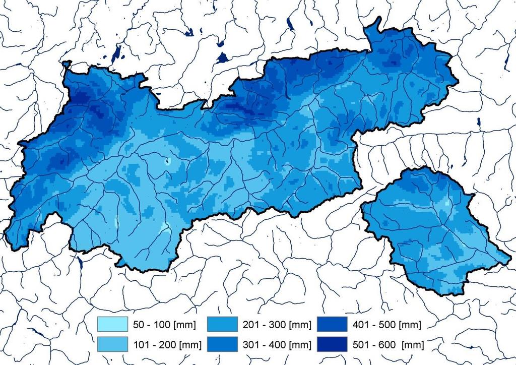 Niederschlag Der Berichtsmonat war nahezu in ganz Tirol zu feucht.