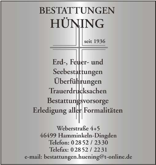 : 0 28 52-96 87 44 Seniorenpflegeeinrichtung Christophorushaus, Erna-Schmidthals-Weg 2, 46499 Hamminkeln, Tel.
