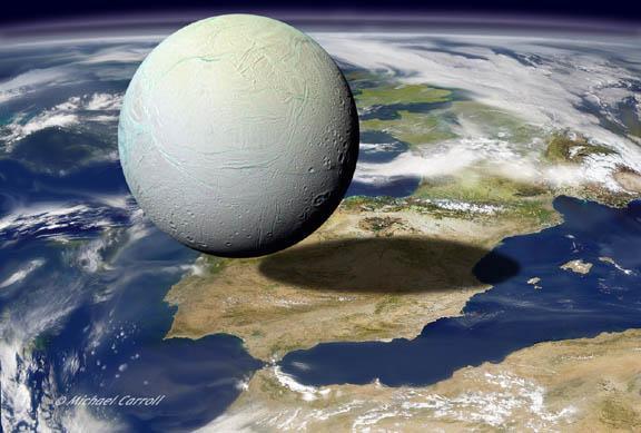 Enceladus Eckdaten Distanz zu Saturn 2.38. 10 5 km Mittlere Oberflächentemperatur 75 K Distanz zur Sonne 9.54 AU Mittlere Dichte 1609 kg/m 3 Mittlerer Durchmesser 502 km Masse 1.08.