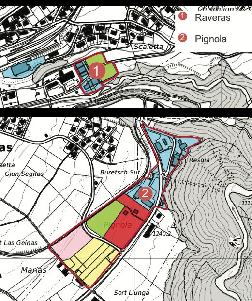 4.5 Disentis Ausgangslage Lage: Perimeter Teilgebiete (TG) Verfügbarkeit von Das Arbeitsgebiet umfasst folgende Teilgebiete: - Raveras (unterhalb des Bahnhofs) - Pignola (ausserhalb des Dorfs)