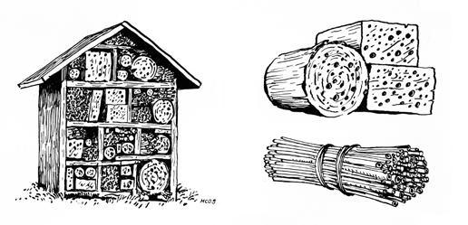 Die Bündel waagrecht aufstellen oder aufhängen, zum Beispiel an einem Gartenzaun, einem Baum oder auf dem Fensterbrett.