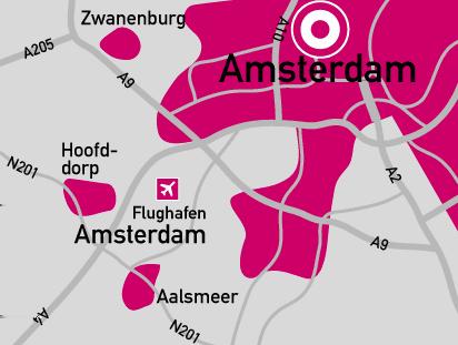Abflughafen. Nur 15 km südwestlich von Amsterdam liegt einer der größten Flughäfen Europas.