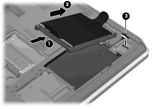 3. Verbinden Sie das Festplattenkabel (3) mit dem Festplattenanschluss der Systemplatine. 4.