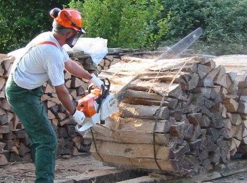 Vorführgerät Für Brenn Holz Bündel schneiden!