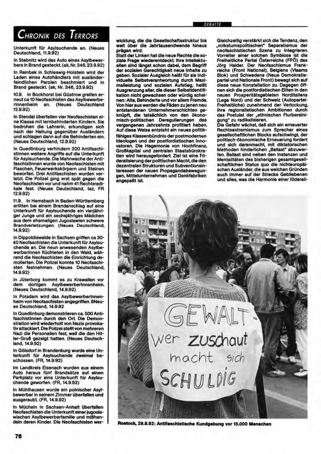 DEBATTE Unterkunft für Asylsuchende an. (Neues Deut.schland, 11.9.