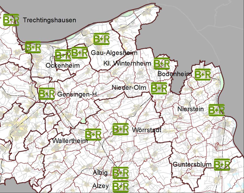 Ergebnisse der Schwachstellenanalyse Abbildung 8: Bike-and-ride-Anlagen im Landkreis Mainz-Bingen 4.