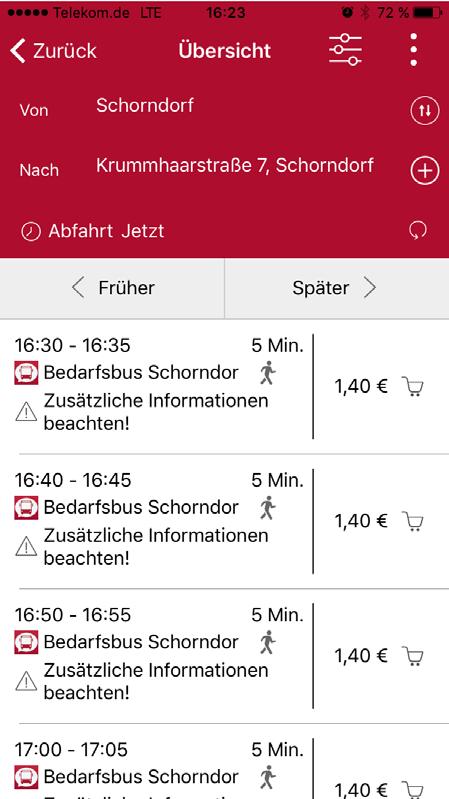 DLR.de Folie 11 Buchung über die Smartphone-App In der Fahrplanauskunft können Sie Ihren