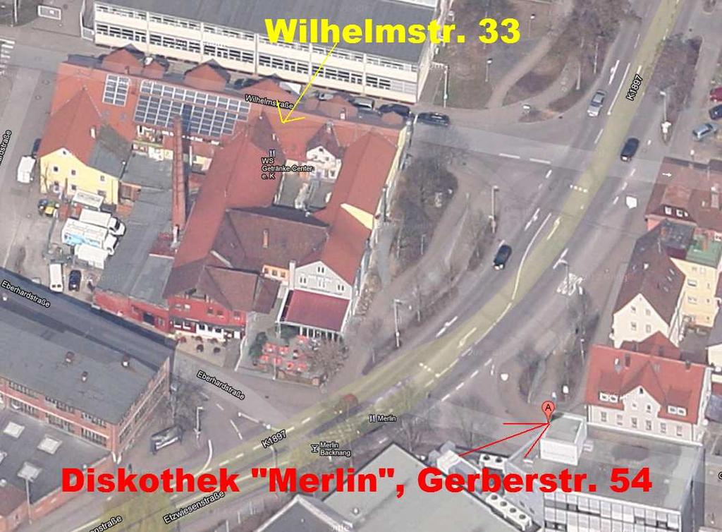 3 Wie mir berichtet wurde, handelt es sich bei diesem Nachbar (oben) um den Besitzer der Diskothek Merlin in der Gerberstraße 54 (s.u.) Die Discothek Merlin hat bis Sonntag früh um 5 Uhr auf und feiert am kommenden Samstag, den 16.