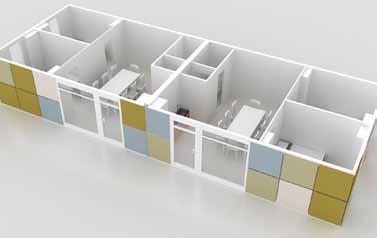 Wohnraum-Module Rastermaß: 8x3 Meter / trennbar in zwei Räume Ausstattung: große Fenster, hochwertige Materialien, Raumtrennung, Küche, Aufenthaltsraum, Schlafraum für 2 oder 4 Personen.