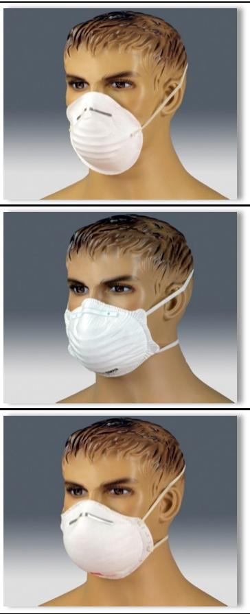 Atemschutzmasken 024335 Grobstaubmaske Industrie Pkt. 50 Stk. Pkt. 5.65 PP, mit 1 Gummiband und Metallbügel zum Anpassen an Nasenrücken.