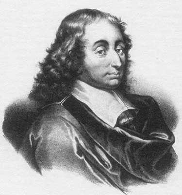 Abbildung 1: Blaise Pascal (163-166) beschäftigte sich vor allem mit der projektiven Geometrie, mit der Wahrscheinlichkeitsrechnung und dem Prinzip der