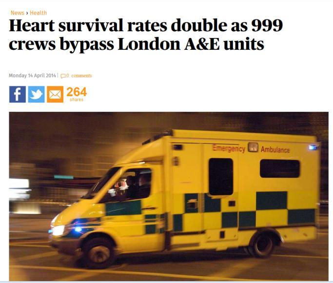 England: Konzentration der Versorgung schwerer Notfälle Rettungswagen fahren gezielt Krankenhäuser an, die für die Behandlung bestimmter Patienten ausgewiesen sind: Seit 2012 werden Schwerverletzte