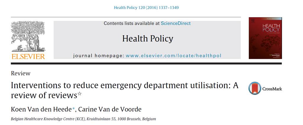 5. Conclusion The co-location of GP posts and emergency departments together with the introduction of telephone triage systems seem to be the preferred interventions if they are designed according to