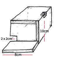 Schritt 2 Eine Kante von den Seitenwänden muss schräg sein, weil die gegenüberliegenden Seiten nicht gleichlang sind (Kante unten/ vorne 40cm, hinten 43cm).