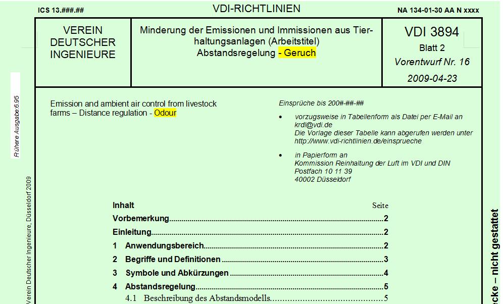 VDI 3894, Blatt 2 Abstandsregelung