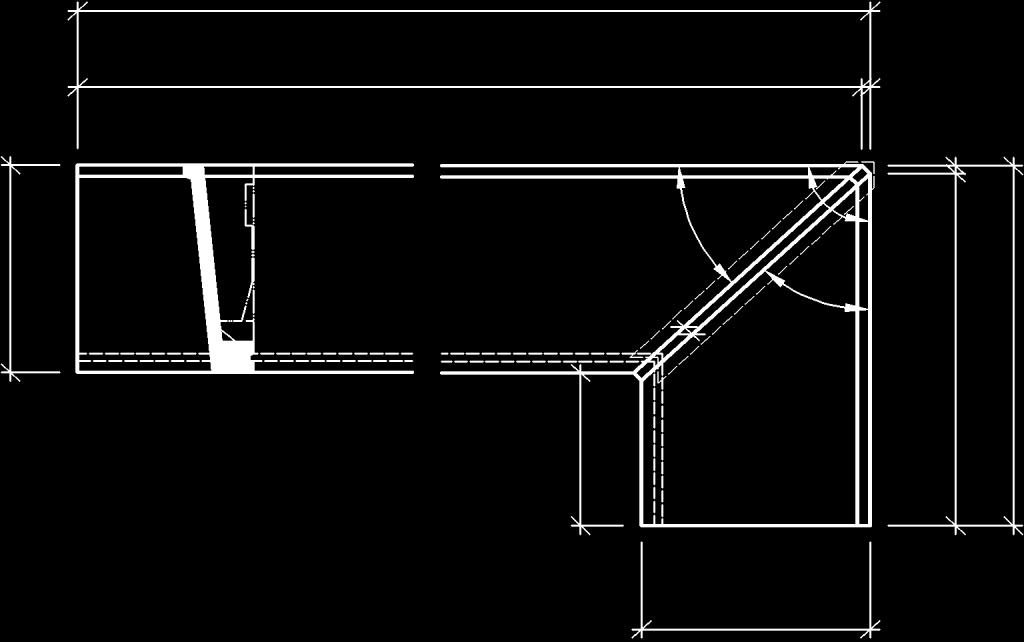 Fensterbänke Zusatzliste von Eckausführungen - Aussenecke / Innenecke Aussenecke (konfektioniert) Fensterbanktyp ition Bemerkungen: Standard 50 mm beim kürzeren Schenkel α = Ecke