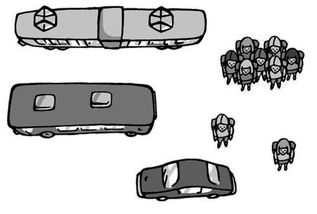 Folgende Figuren stehen als Magnete zur Verfügung: ein Bus eine Straßenbahn ein Auto eine Schülergruppe zwei einzelne Schüler Möglicher Ablauf einer Unterrichtsstunde: 1.