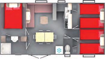 Einzelbetten (80 x 190), Wohnraum mit Schlafsofa (130 x190) und Beistellheizung,