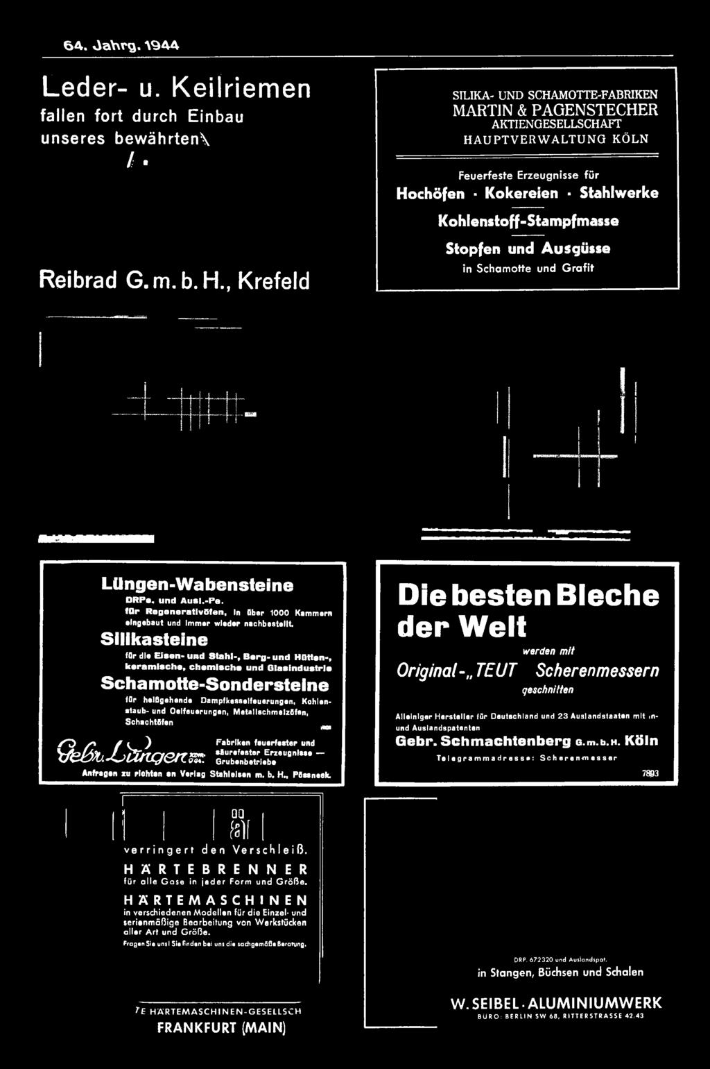 Glasindustrie Schamotte-Sondersteine für heißgehende Dampfkesselfeuerungen, Kohlenstaub- und Oelfeuerungen, Metallschmelzöfen, Schachtöfen / ^ D y i f i ) Fabriken fnunrfnetnr und \ M 5h.