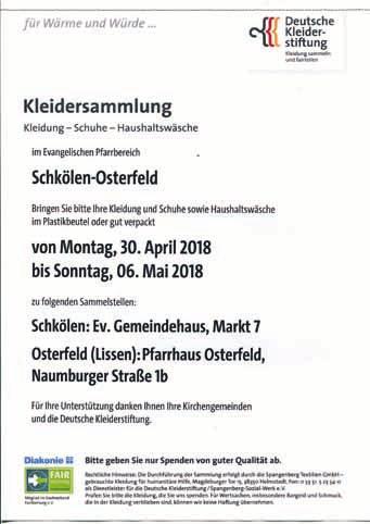 Verwaltungsgemeinschaft Heideland-Elstertal-Schkölen - 16 - Nr. 4/2018 Sonntag, den 22. April 2018 10:00 Uhr Thema: Wie können Jugendliche die heutige Krisensituation meistern Sonntag, den 29.