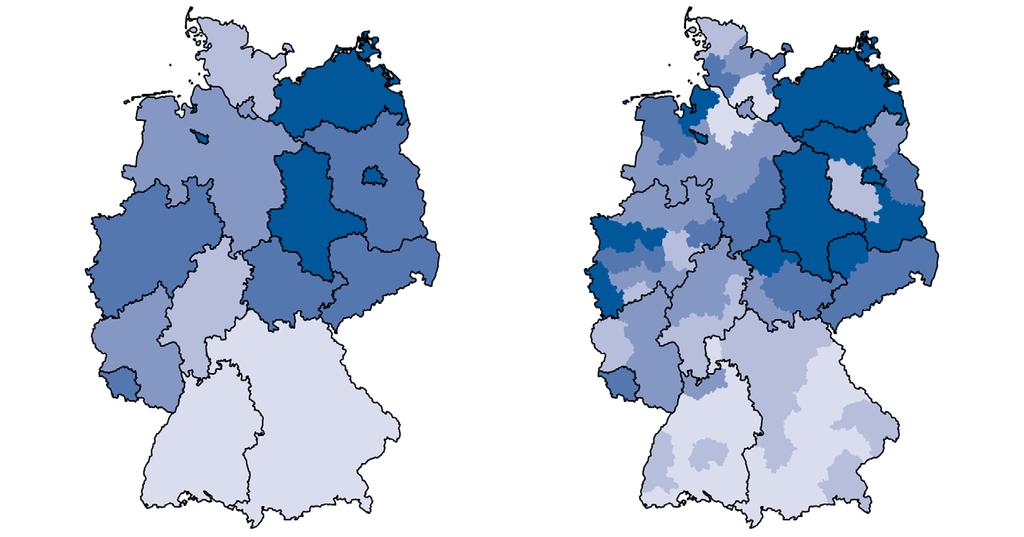 Regionale Unterschiede des Armutsrisikos Datenbasis: Mikrozensus 2015 Bremen 23,1% Hamburg 15,7% Essen 21,0% Duisburg 24,8% Dortmund 25,7% Hannover 15,7%