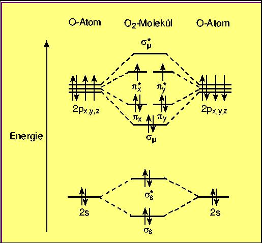 M Schema von molekularem Sauerstoff 2 2 ist
