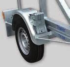 Mechanical version, loading capacity 1000 kg Lifting and lowering by mechanical winch, single axle chassis with overrun brake, straight drawbar with ball