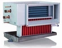 Rechteckige Kanalkühlregister für Kühlwasser mit rechteckigem Kanalanschluß arbeiten mit Kühlwasser als Energieträger und werden zur Kühlung der Ventilationsluft in einem Ventilationssystem verwendet.