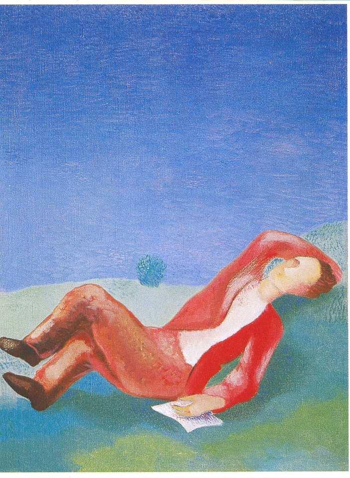 Obr. 12 Mikuláš Galanda Básnik. Námet 2: So Surrealistickým obrazom od René Magritte Corde Sensible (Citlivé struny) (obr.