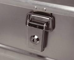 Zubehör Schlösser Standardmässig werden alle Aluminiumboxen mit einem Klappverschluss geliefert, der für die Aufnahme eines Hänge- oder Zylinderschlosses geeignet ist.